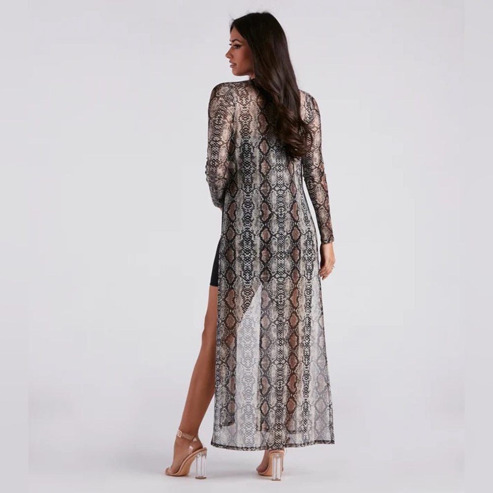 Women’s Sultry Slither Mesh Snake Print Duster size S - Picture 6 of 7